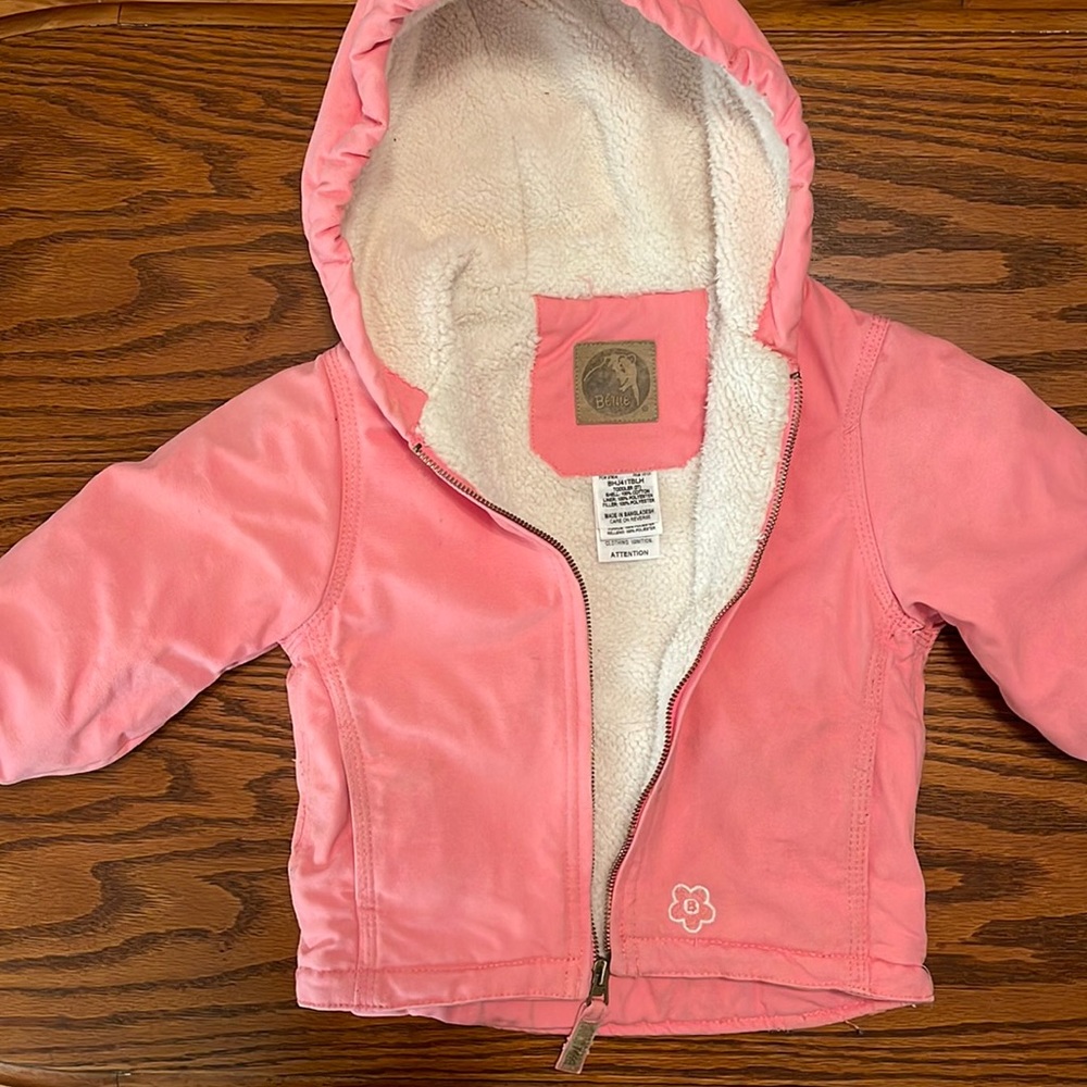 Berne Toddler Size 2T Hooded Fully Sherpa lined Pink Jacket 100% Cotton